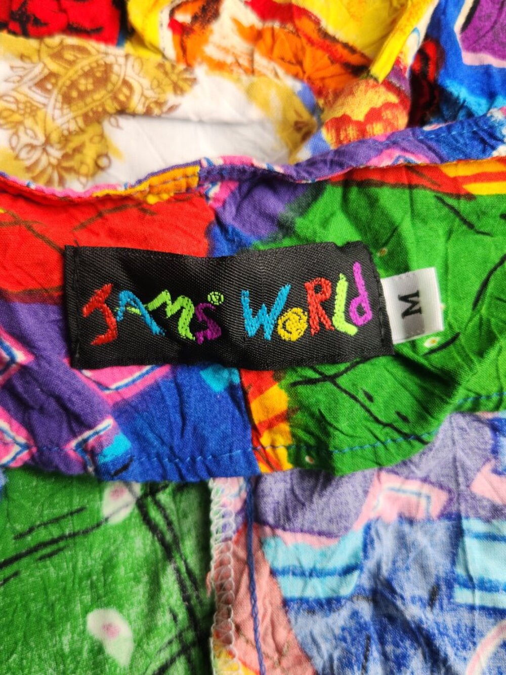 Vintage Jams World "Hattie" Drop Waist Patchwork Dress Medium Dopamine $135 - Picture 4 of 5